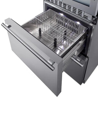 Summit SWCDAF24 24" Wide Dual-Zone 46-Bottle Beverage Cellar and 2-Drawer All-Freezer Combo
