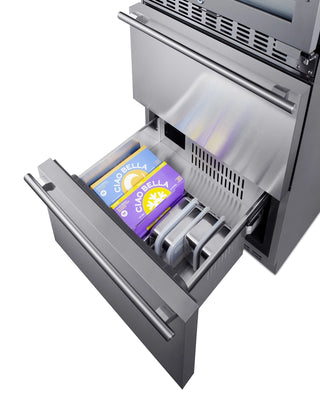 Summit SWCDAF24 24" Wide Dual-Zone 46-Bottle Beverage Cellar and 2-Drawer All-Freezer Combo