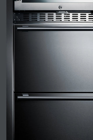 Summit SWCDAF24 24" Wide Dual-Zone 46-Bottle Beverage Cellar and 2-Drawer All-Freezer Combo