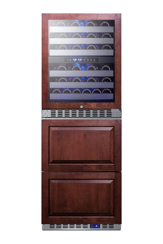 Summit SWCDAF24PNR 24" Wide Panel-Ready Dual-Zone 46-Bottle Beverage Cellar and 2-Drawer All-Freezer Combo
