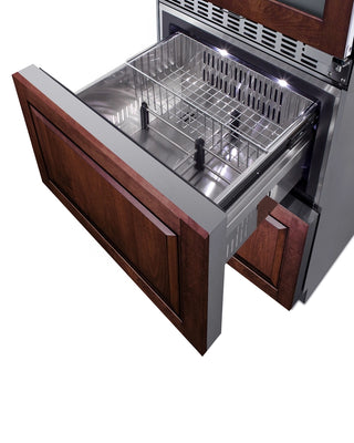 Summit SWCDAF24PNR 24" Wide Panel-Ready Dual-Zone 46-Bottle Beverage Cellar and 2-Drawer All-Freezer Combo