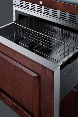 Summit SWCDAF24PNR 24" Wide Panel-Ready Dual-Zone 46-Bottle Beverage Cellar and 2-Drawer All-Freezer Combo