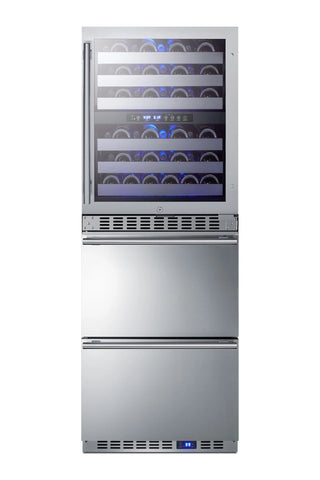 Summit SWCDAR24 24" Wide Dual-Zone 46-Bottle Beverage Cellar and 2-Drawer All-Refrigerator Combo