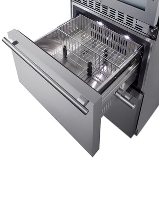 Summit SWCDAR24 24" Wide Dual-Zone 46-Bottle Beverage Cellar and 2-Drawer All-Refrigerator Combo