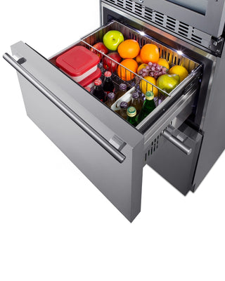 Summit SWCDAR24 24" Wide Dual-Zone 46-Bottle Beverage Cellar and 2-Drawer All-Refrigerator Combo