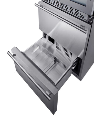 Summit SWCDAR24 24" Wide Dual-Zone 46-Bottle Beverage Cellar and 2-Drawer All-Refrigerator Combo