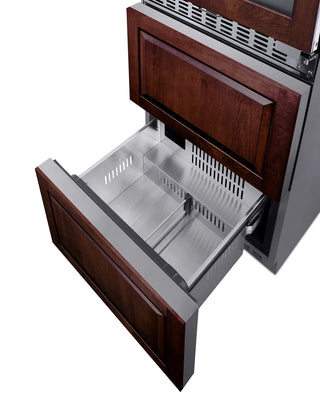 Summit SWCDAR24PNR 24" Wide Panel-Ready Dual-Zone 46-Bottle Beverage Cellar and 2-Drawer All-Refrigerator Combo