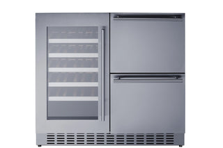 Summit SWCDAR36UC 36" Wide Combination Beverage Cellar and 2-Drawer Refrigerator