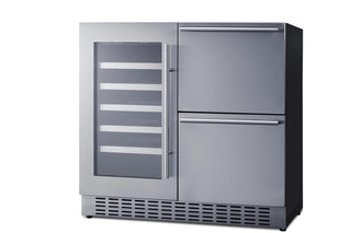 Summit SWCDAR36UC 36" Wide Combination Beverage Cellar and 2-Drawer Refrigerator