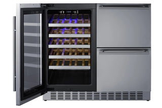 Summit SWCDAR36UC 36" Wide Combination Beverage Cellar and 2-Drawer Refrigerator