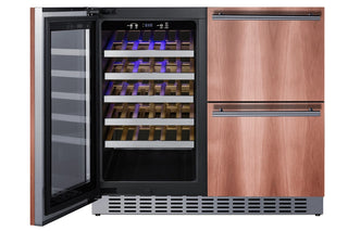 Summit SWCDAR36UCPNR 36" Wide Panel-Ready Combination Beverage Cellar and 2-Drawer Refrigerator