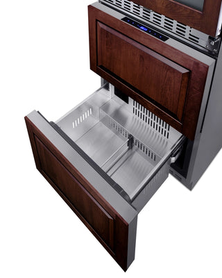 Summit SWCDRF24PNR 24" Wide Panel-Ready Dual-Zone Bevarage Cellar and 2-Drawer Refrigerator-Freezer Combo