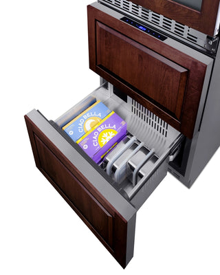 Summit SWCDRF24PNR 24" Wide Panel-Ready Dual-Zone Bevarage Cellar and 2-Drawer Refrigerator-Freezer Combo