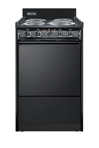 Summit TEM110C 20" Wide Low-Amperage 4-Burner Electric Coil Range in Black