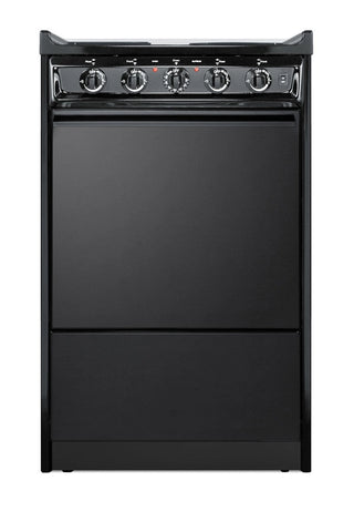 Summit TEM110CR 20" Wide Low-Amperage 4-Burner Electric Coil Range in Black