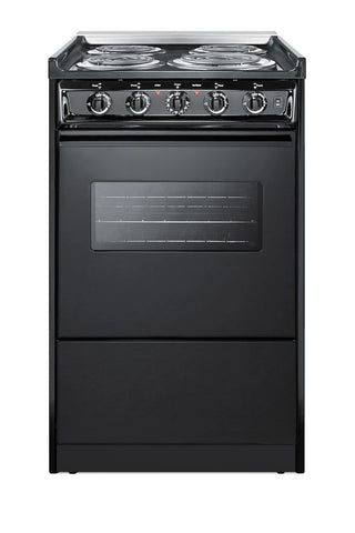 Summit TEM110CRW 20" Wide Low-Amperage Electric Coil Range with Oven Window in Black