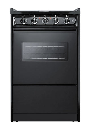 Summit TEM110CRW 20" Wide Low-Amperage Electric Coil Range with Oven Window in Black