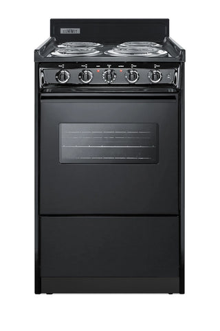 Summit TEM110CW 20`` Wide Low-Amperage Electric Coil Range with Oven Window in Black