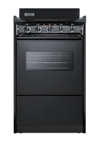 Summit TEM110CW 20`` Wide Low-Amperage Electric Coil Range with Oven Window in Black