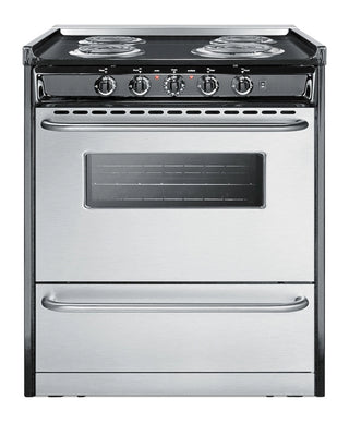 Summit TEM210BRWY 30" Wide Electric Coil Range in Stainless Steel
