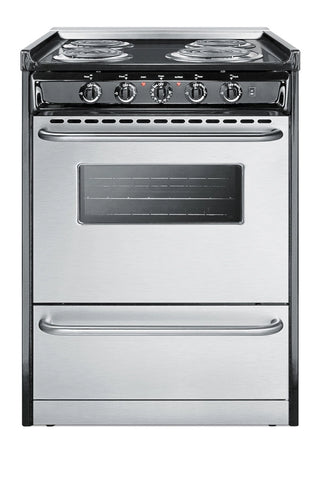 Summit TEM610BRWY 24" Wide Electric Coil Range in Stainless Steel