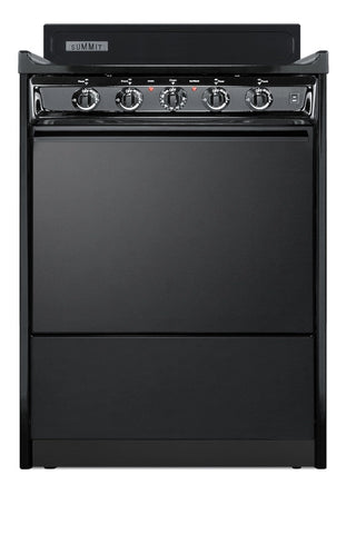 Summit TEM610C 24`` Wide Low-Amperage 4-Burner Electric Coil Range in Black