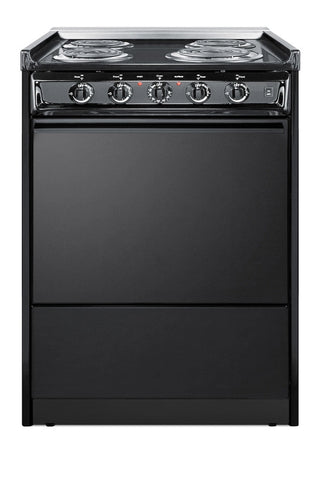 Summit TEM610CR 24" Wide Low-Amperage 4-Burner Electric Coil Range in Black
