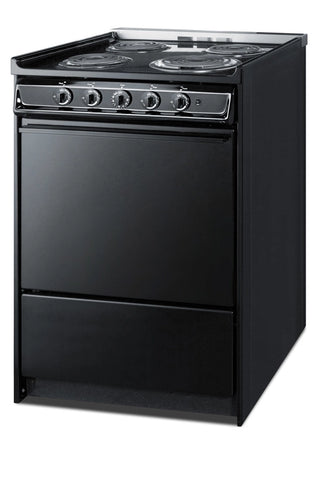 Summit TEM610CR 24" Wide Low-Amperage 4-Burner Electric Coil Range in Black