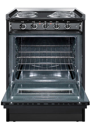 Summit TEM610CR 24" Wide Low-Amperage 4-Burner Electric Coil Range in Black