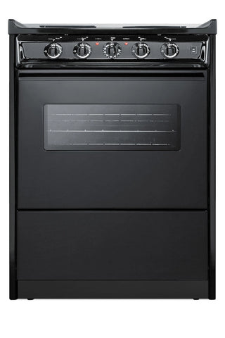 Summit TEM610CRW 24`` Wide Low-Amperage Electric Coil Range with Oven Window in Black
