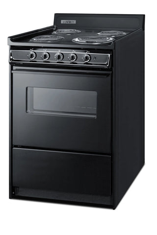 Summit TEM610CW 24" Wide Low-Amperage Electric Coil Range with Oven Window in Black