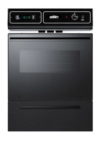 Summit TEM721DK 24" Wide 220V Electric Wall Oven in Black Glass, Made in the USA
