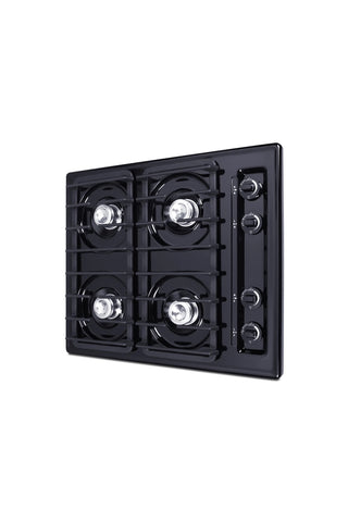 Summit TNL033I 24" Wide 4-Burner Gas Cooktop in Black with Cast Iron Grates