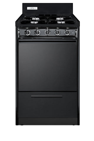 Summit TNM1107C 20" Gas Range in Black with High Backguard