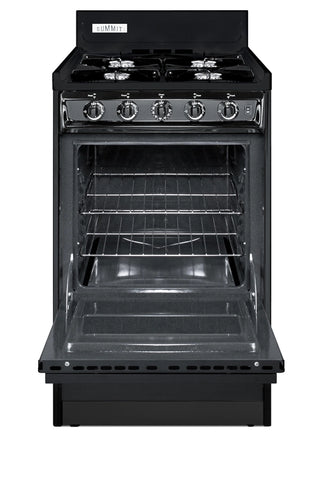 Summit TNM1107C 20" Gas Range in Black with High Backguard