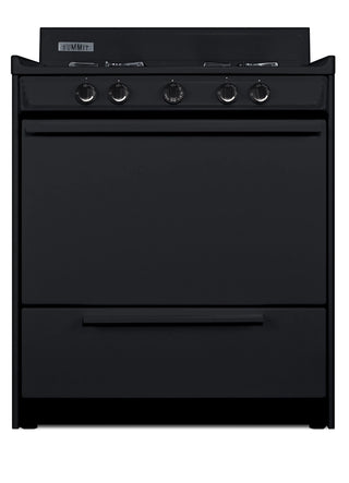 Summit TNM2107C 30" Gas Range, Open Burners in Black with High Backguard