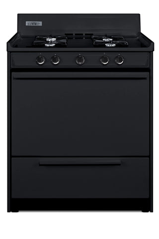 Summit TNM2107C 30" Gas Range, Open Burners in Black with High Backguard