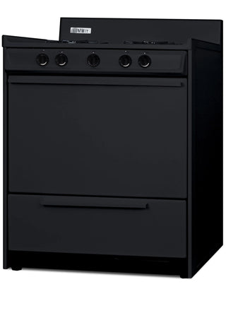 Summit TNM2107C 30" Gas Range, Open Burners in Black with High Backguard
