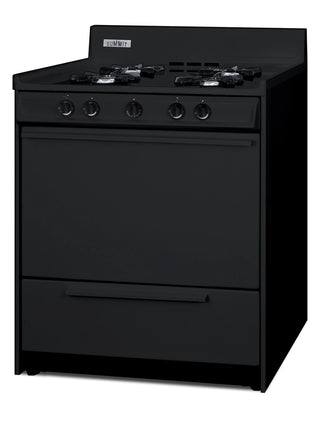 Summit TNM2107C 30" Gas Range, Open Burners in Black with High Backguard
