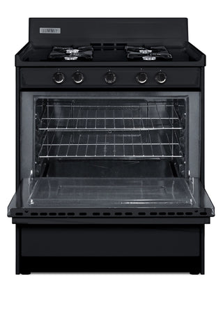Summit TNM2107C 30" Gas Range, Open Burners in Black with High Backguard