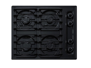 Summit TTL033S 24" 4-Burner Sealed Gas Cooktop with Cast Iron Grates in Black