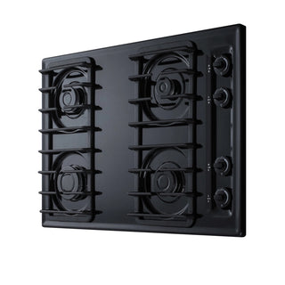 Summit TTL053S black gas cooktop angled view with side control knobs