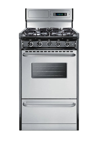 Summit TTM1307BKSW 20" Wide Sealed Burner Gas Range with Digital Clock and Timer