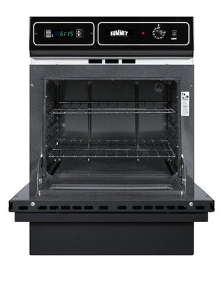Summit TTM7212DK 24" Single Gas Wall Oven in Black Glass with Digital Clock and Timer