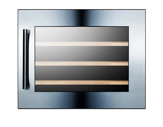 Summit VC28S 24" built-in 28-bottle wine cellar with glass door and stainless steel frame, front view