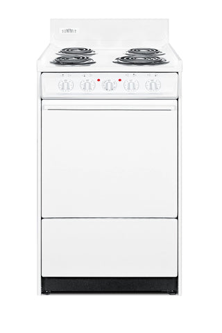 Summit WEM110 20" Wide Electric Coil Top Range with Low 23.2A Draw and Storage Drawer in White