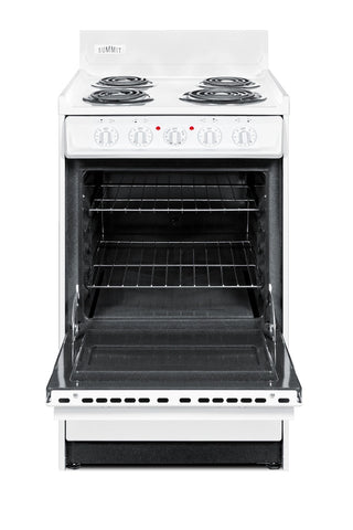 Summit WEM110 20" Wide Electric Coil Top Range with Low 23.2A Draw and Storage Drawer in White