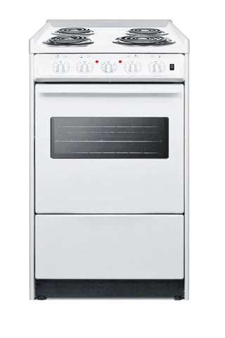 Summit WEM110RW 20" Electric Coil Top Range with Window, Low 23.2A Draw, Low Backguard 