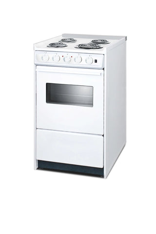 Summit WEM110RW 20" Electric Coil Top Range with Window, Low 23.2A Draw, Low Backguard 