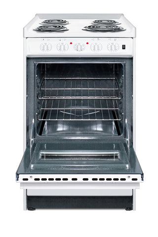 Summit WEM110RW 20" Electric Coil Top Range with Window, Low 23.2A Draw, Low Backguard 